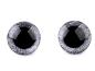 Preview: Augen mit Sicherung Ø 25 mm (2 Stück) Schwarz/Transparent mit Silbernem Glitter Rand